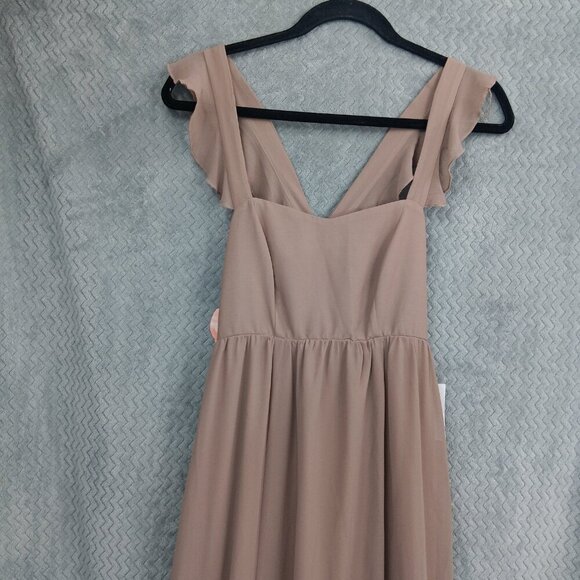 NEW SHOW ME YOUR MUMU June Maxi Dress Small Dune Chiffon Ruffle Straps Bridesmai - Picture 4 of 10